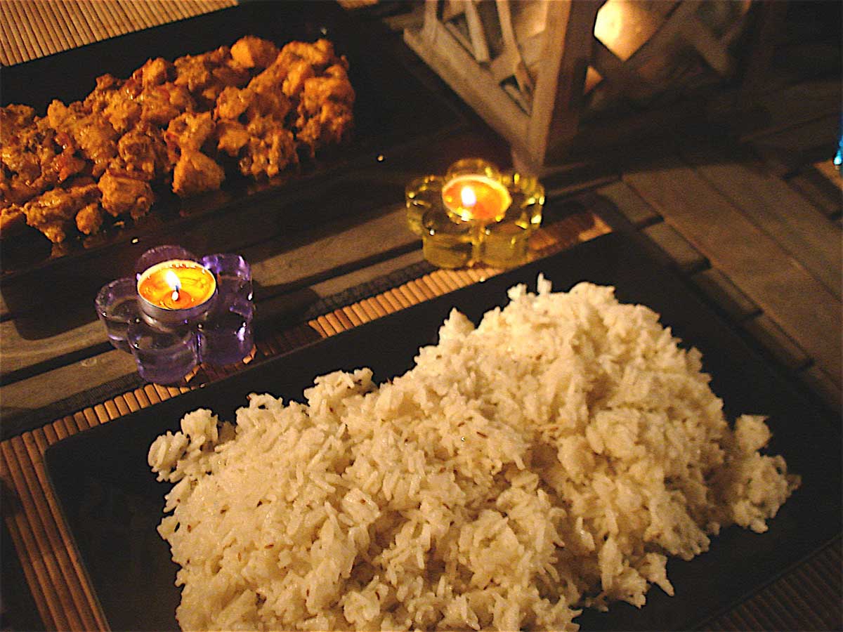 Pollo al curry Tikka Masala con arroz basmati sin lactosa