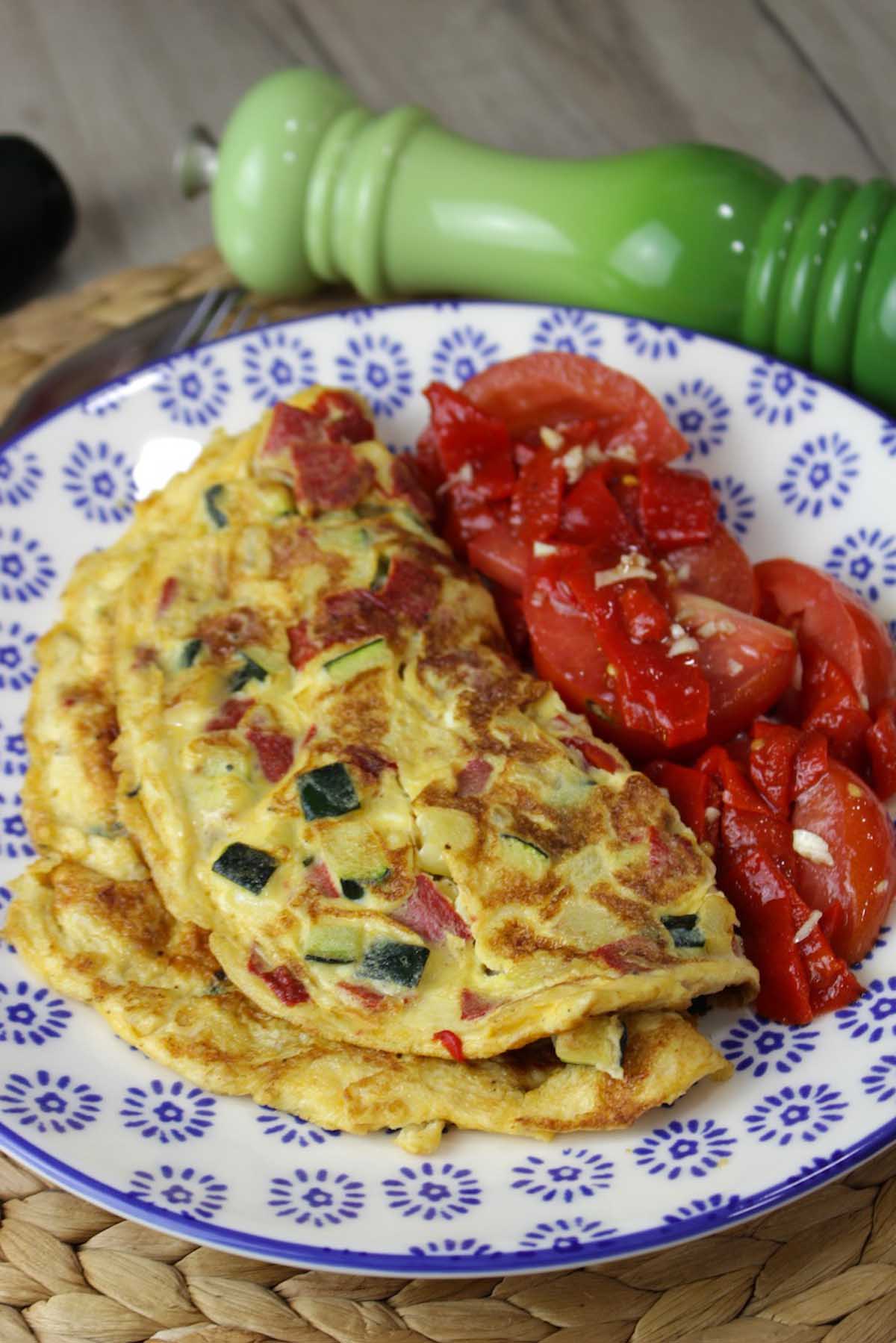 Tortilla de calabacín y pimientos del piquillo