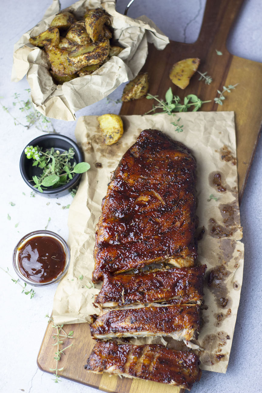Costillas de cerdo en salsa barbacoa muy tiernas